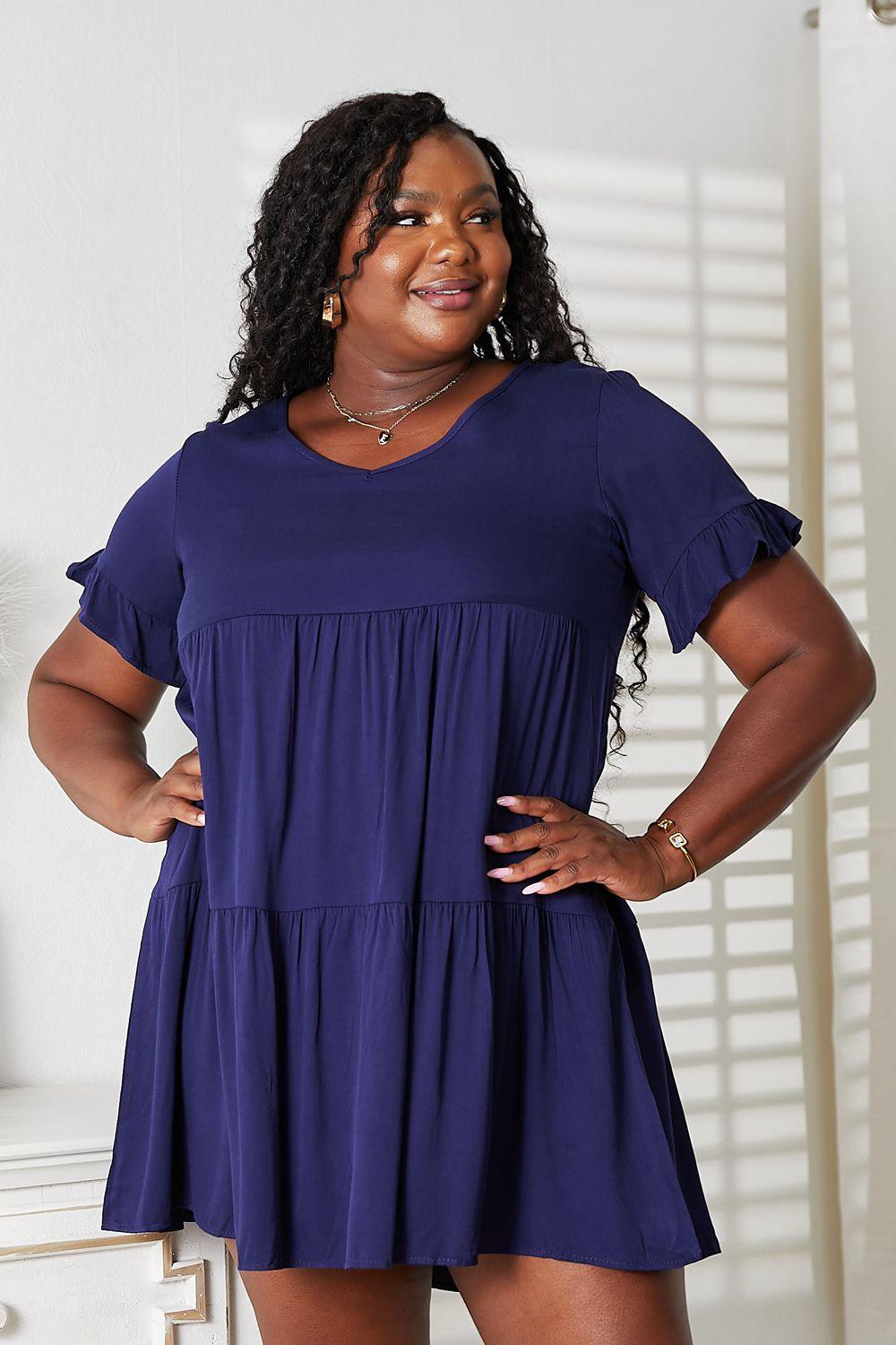 Mandy V-Neck Flounce Sleeve Tiered Dress - Leo’s Look Your Best