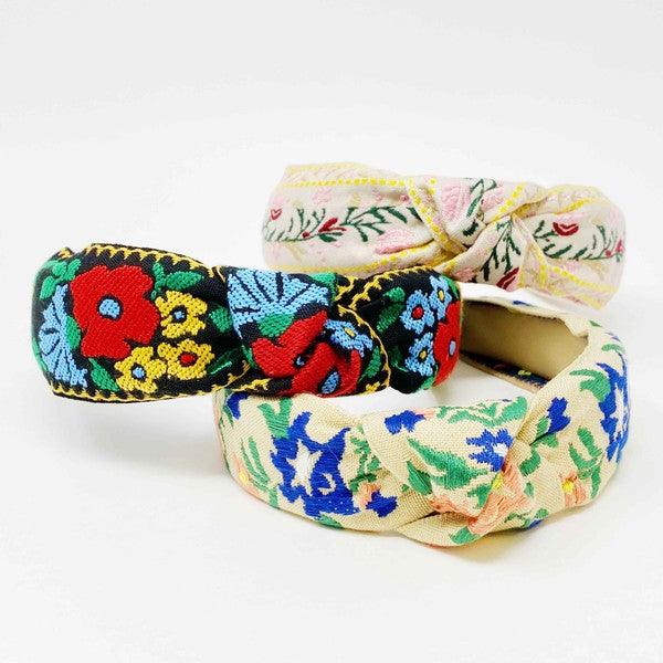 French Floral Embroidered Headband - Leo’s Look Your Best
