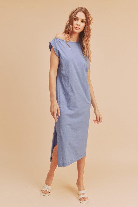 Aemi + Co Side Slit Round Neck Sleeveless Midi Dress - Leo’s Look Your Best