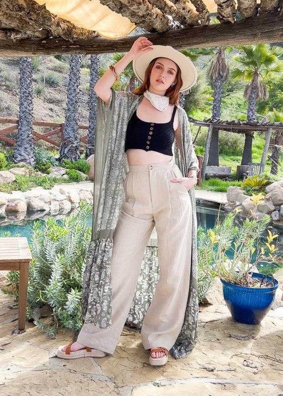 Paisley Tapestry Free Flow Kimono - Leo’s Look Your Best