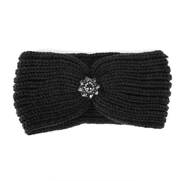 RHINESTONE PENDANT RIBBED WINTER HEADBAND - Leo’s Look Your Best