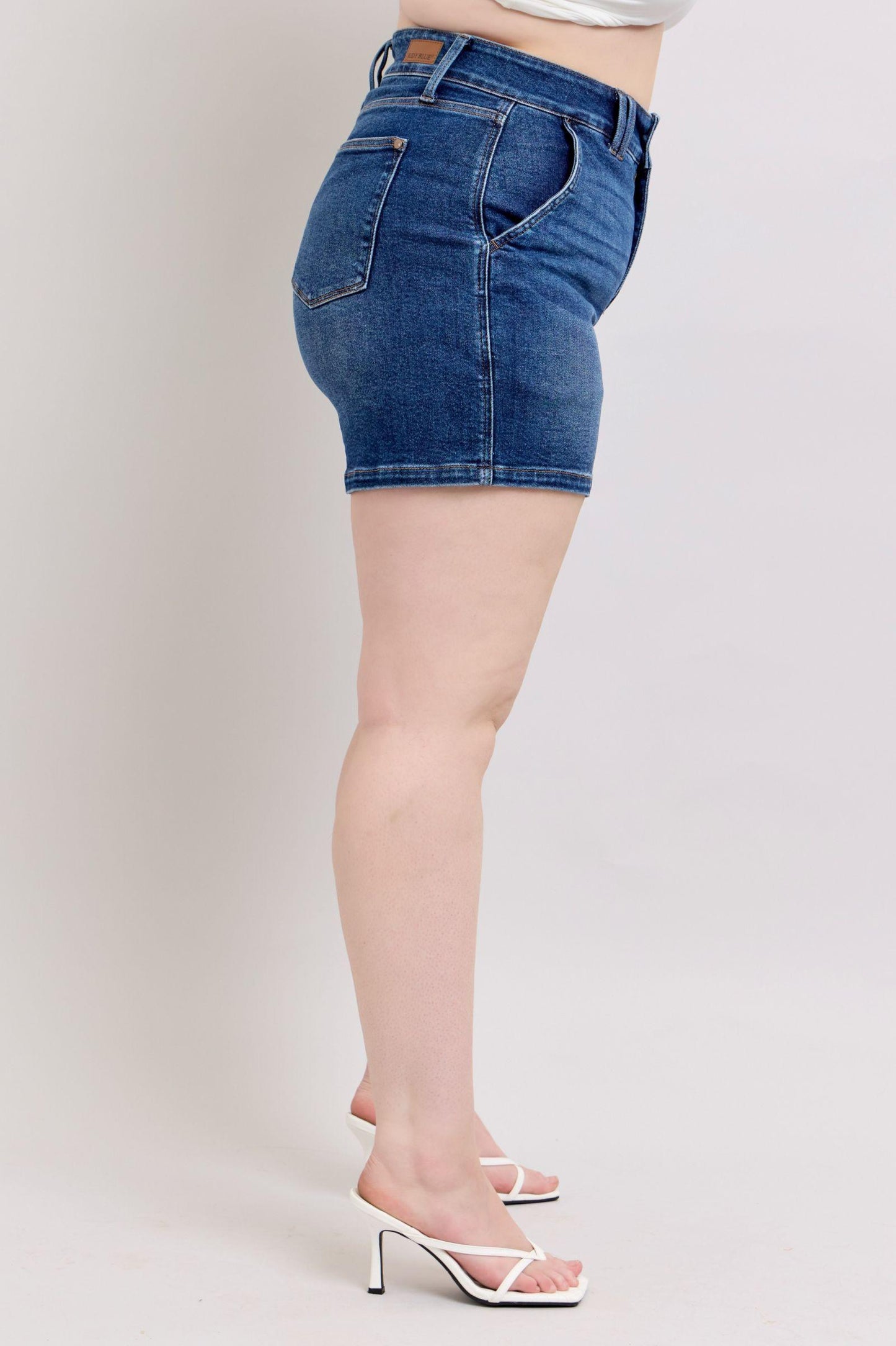 Judy Blue Full Size Double Button Waistband Denim Shorts Plus Size - Leo’s Look Your Best