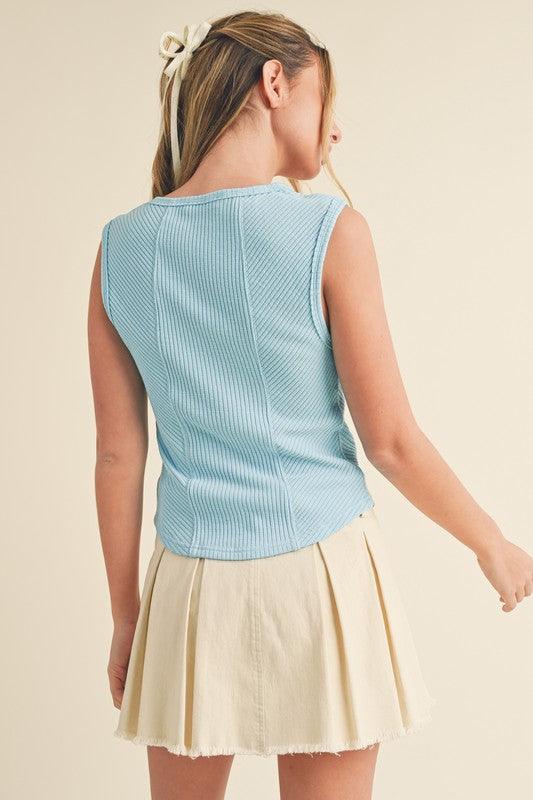 Aemi + Co Exposed Seam Ribbed Wide Strap Tank - Leo’s Look Your Best