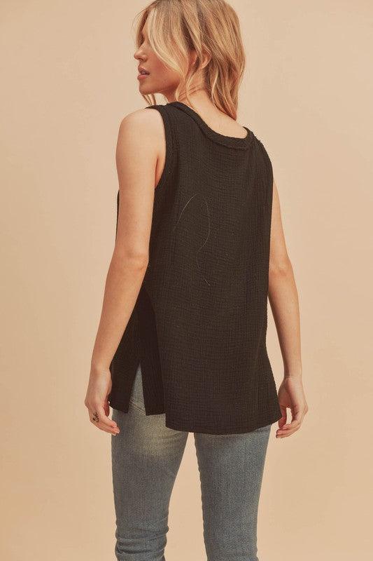 Aemi + Co V-Neck Wide Strap Tank - Leo’s Look Your Best