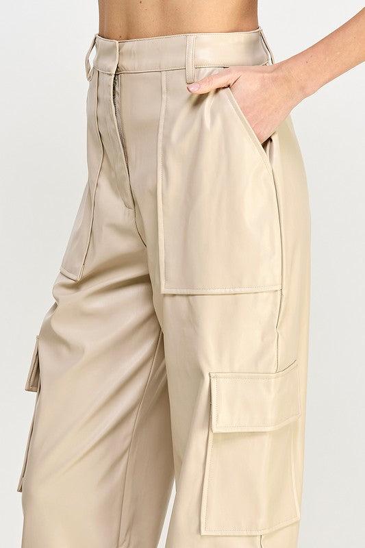 Relaxed Vegan Leather Cargo Pants - Leo’s Look Your Best