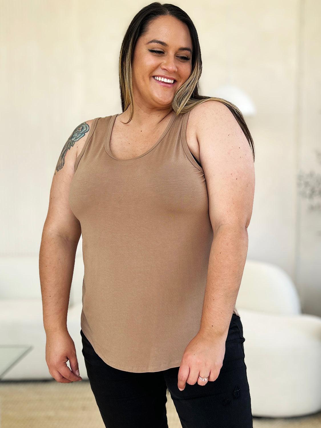 Basic Bae Full Size Round Neck Curved Hem Tank - Leo’s Look Your Best