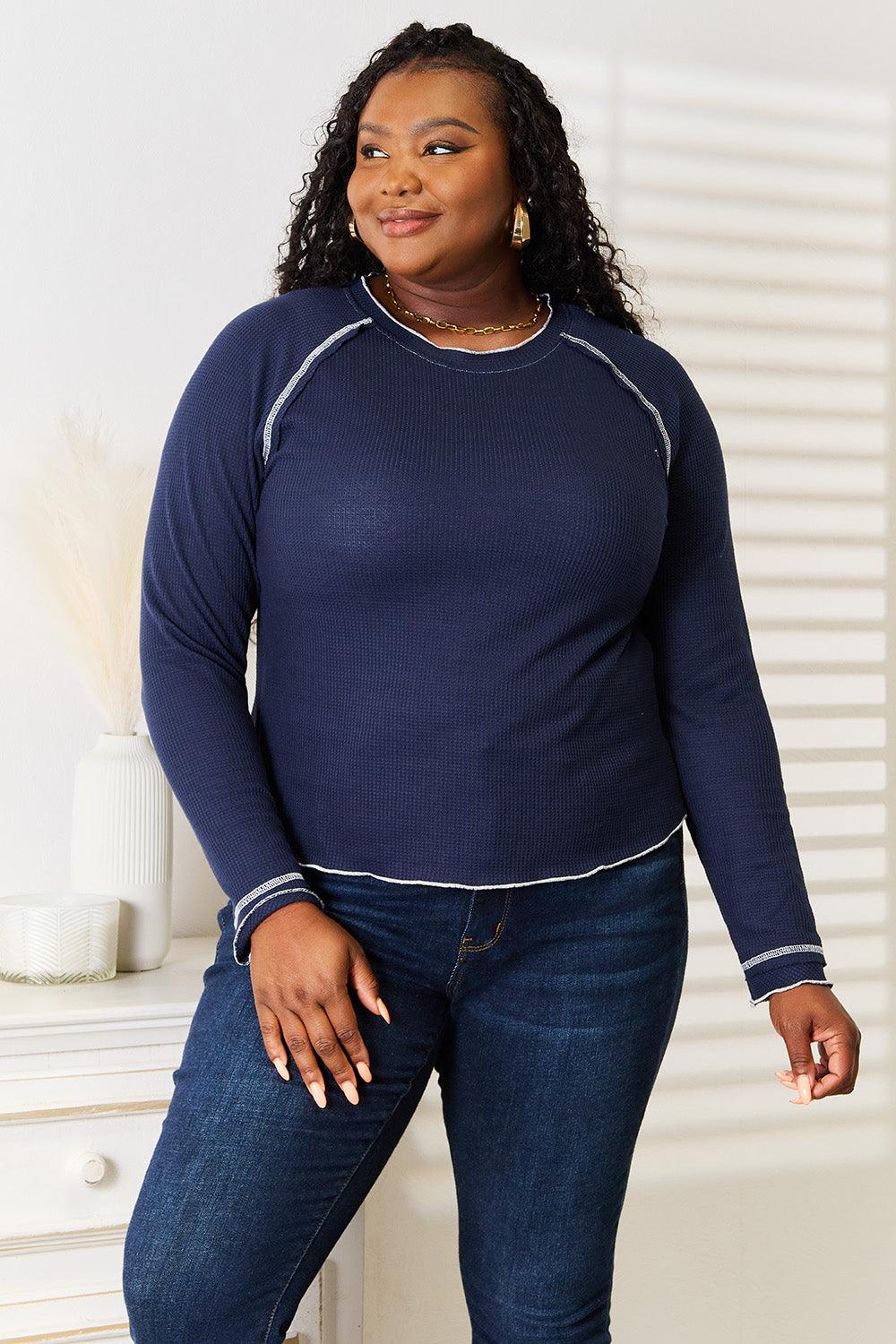 Basic Bae Long Raglan Sleeve Round Neck Top - Leo’s Look Your Best