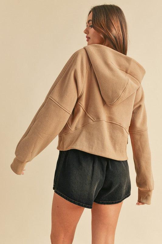 Aemi + Co Half Zip Raglan Sleeve Hoodie with Kangaroo Pocket - Leo’s Look Your Best