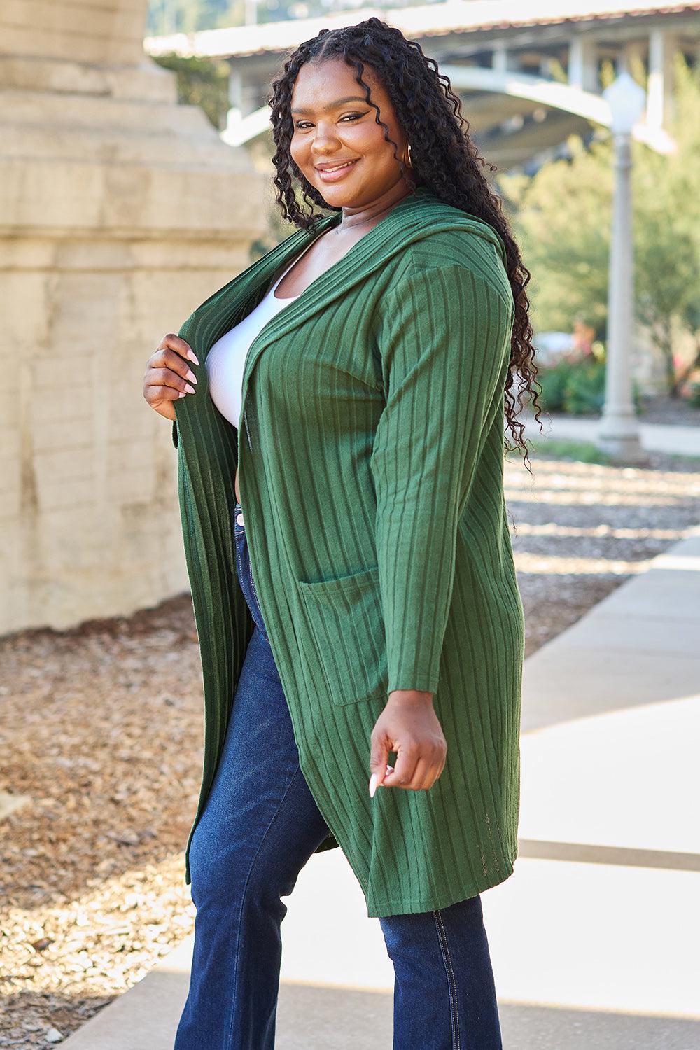 Basic Bae Full Size Hooded Sweater Cardigan - Leo’s Look Your Best