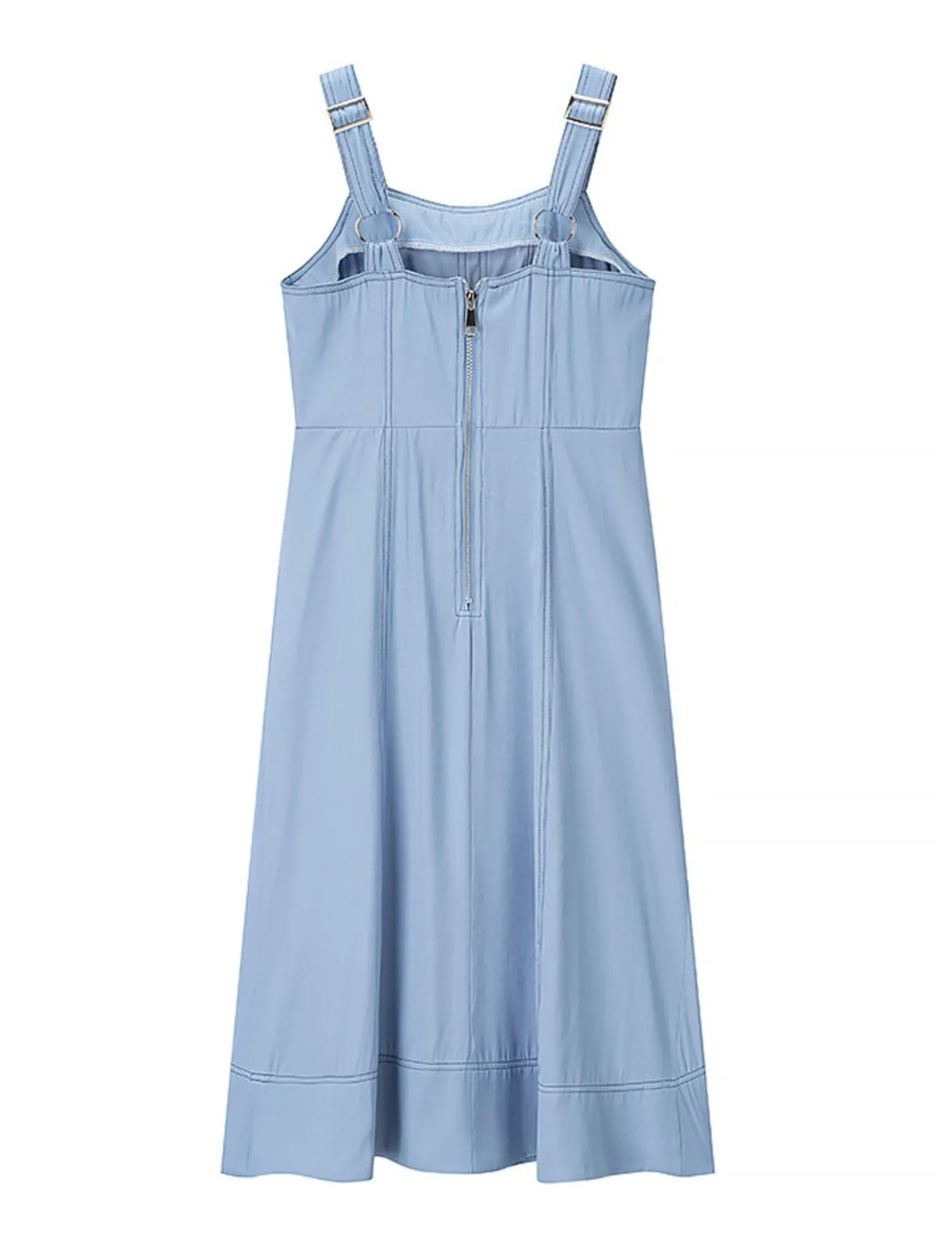 Light blue dress with straps on a white background