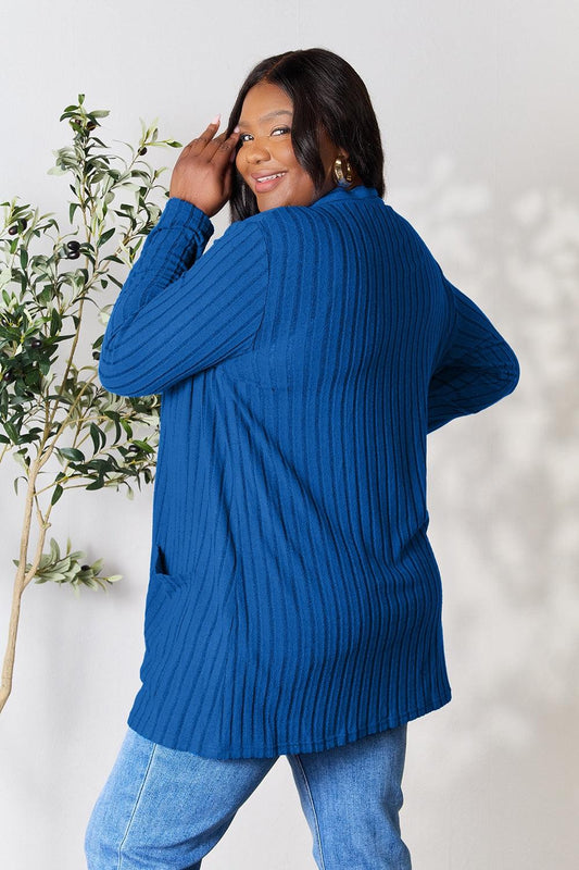 Basic Bae Full Size Ribbed Open Front Cardigan with Pockets - Leo’s Look Your Best