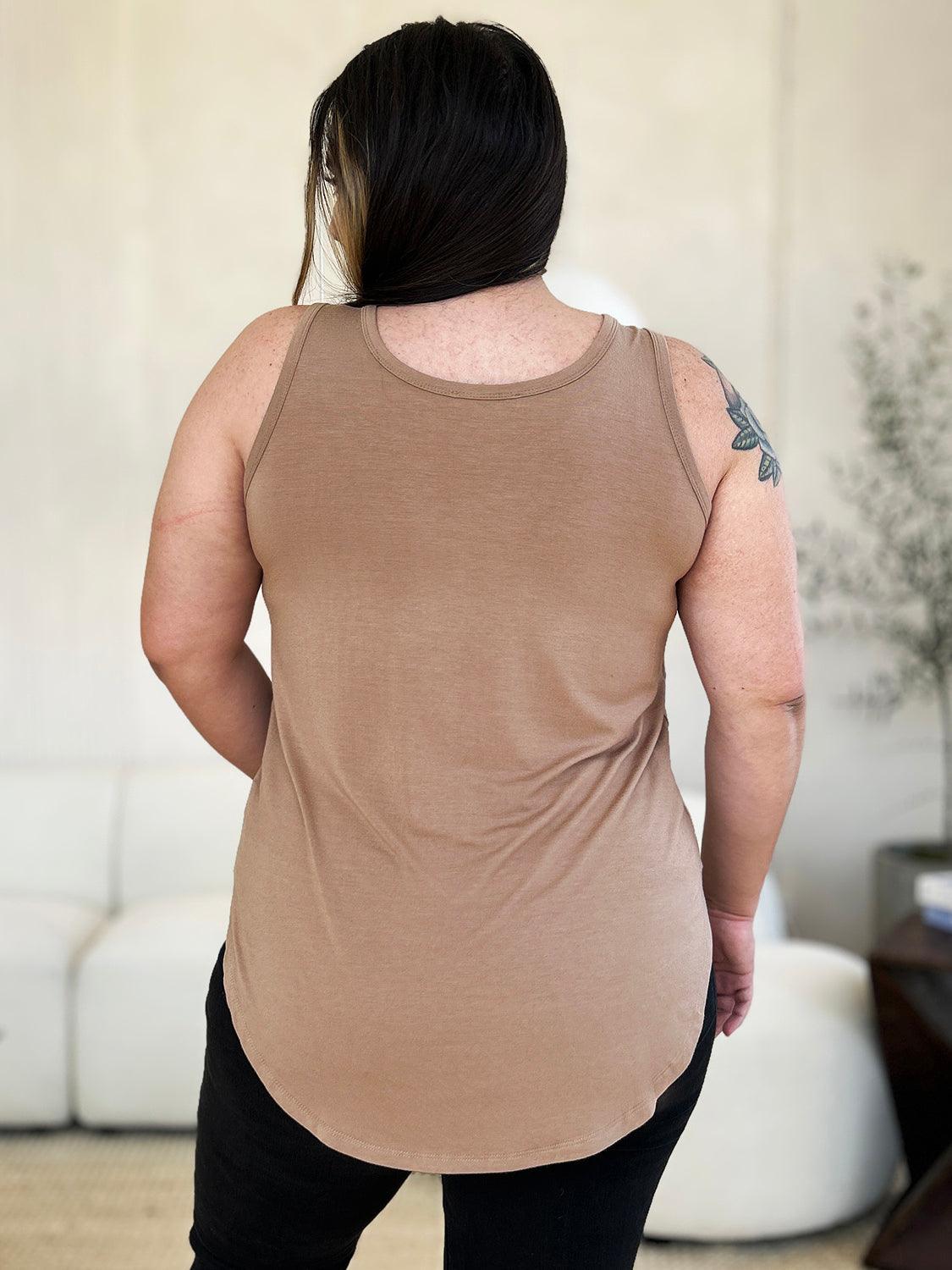 Basic Bae Full Size Round Neck Curved Hem Tank - Leo’s Look Your Best