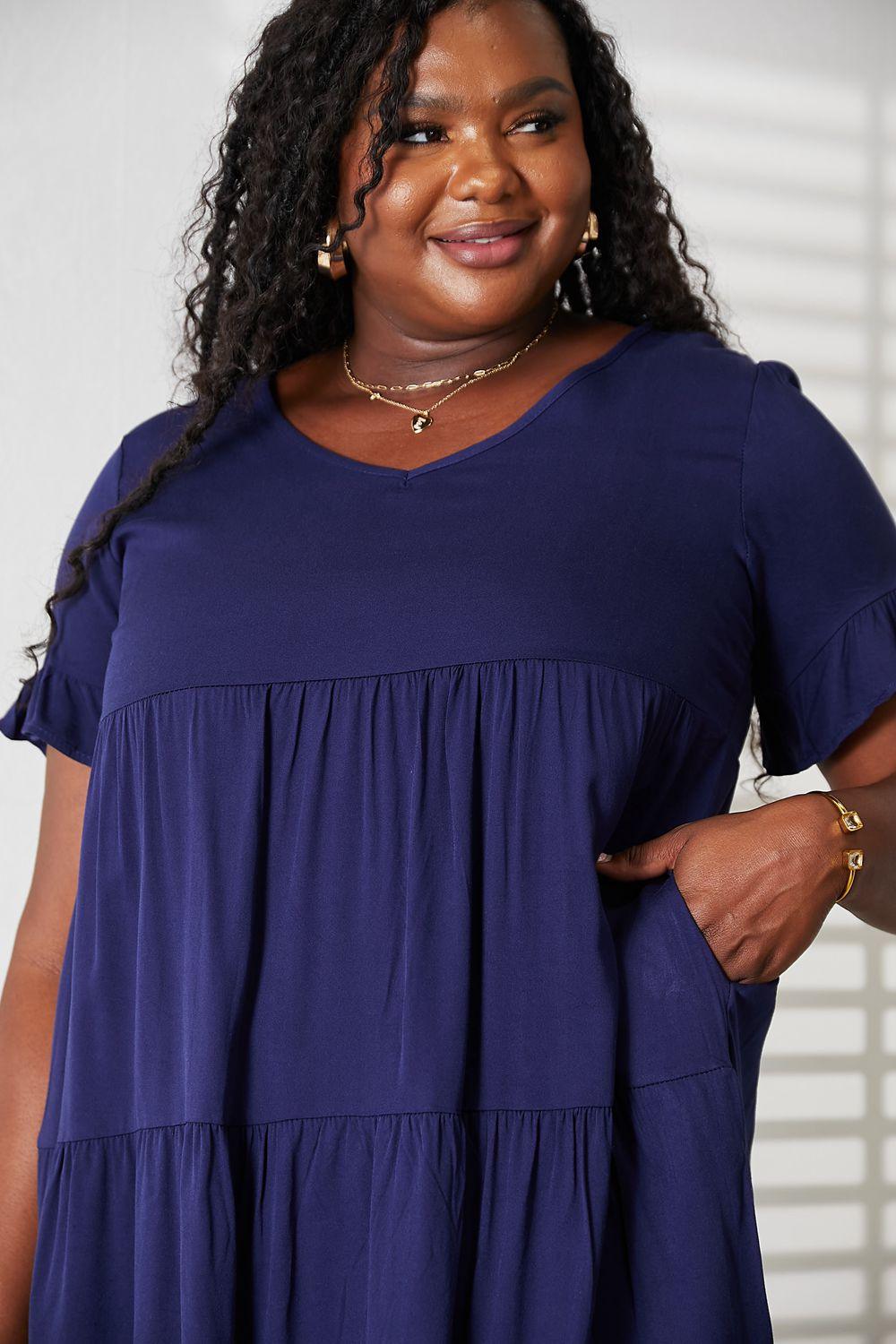 Mandy V-Neck Flounce Sleeve Tiered Dress - Leo’s Look Your Best