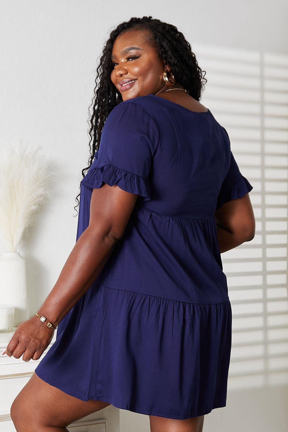 Mandy V-Neck Flounce Sleeve Tiered Dress - Leo’s Look Your Best