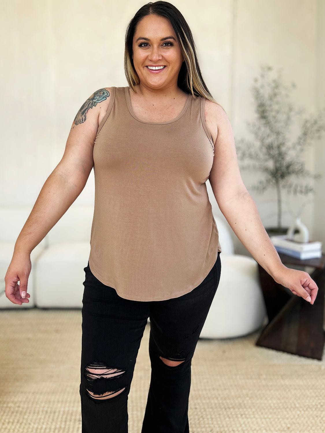 Basic Bae Full Size Round Neck Curved Hem Tank - Leo’s Look Your Best