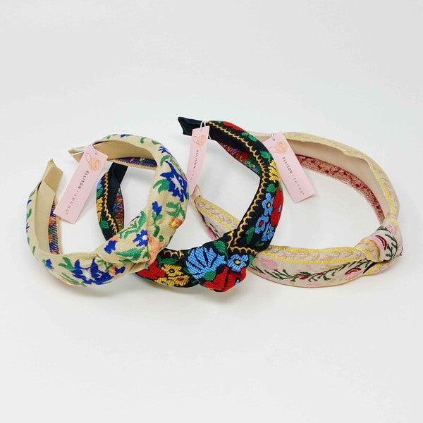 French Floral Embroidered Headband - Leo’s Look Your Best