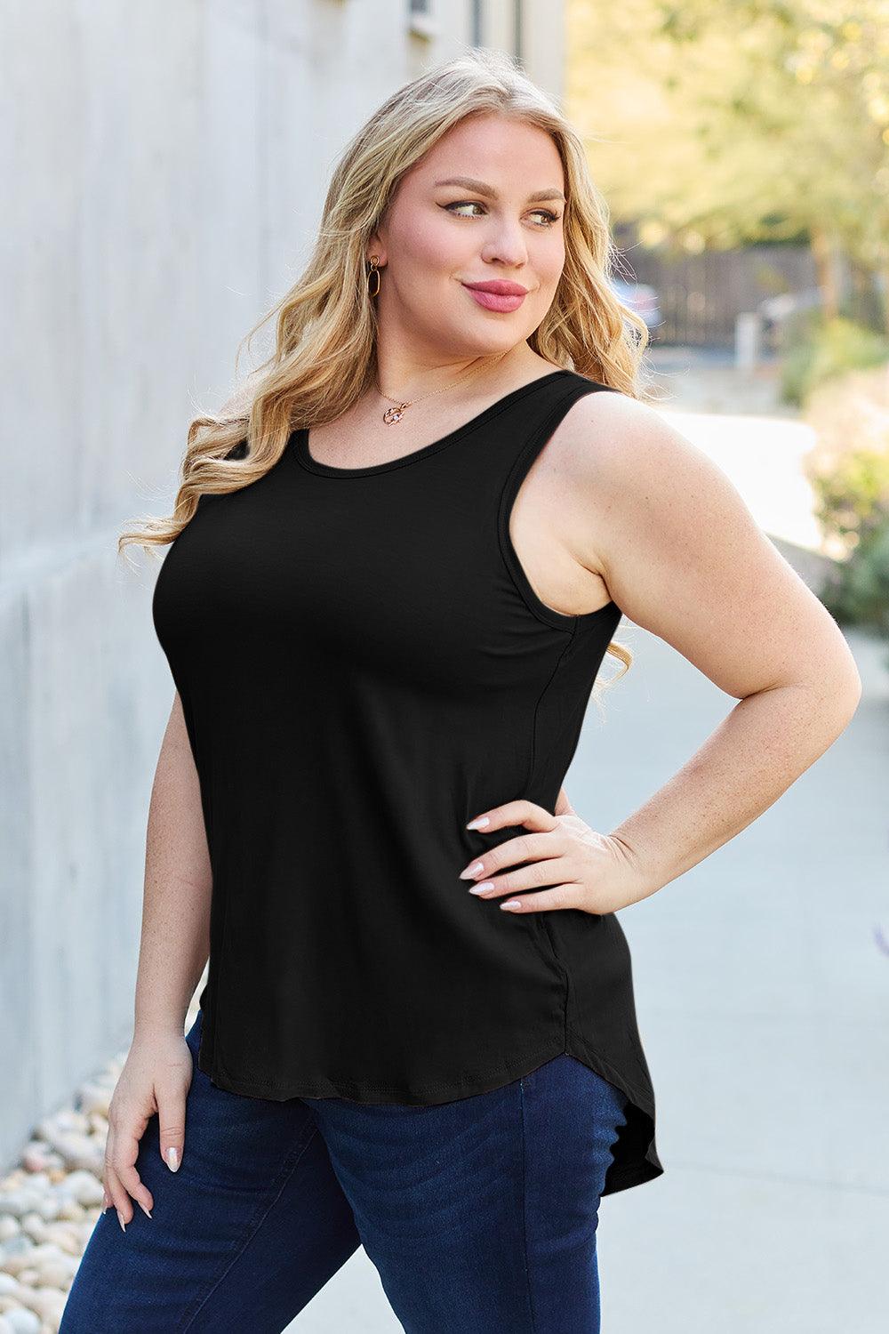 Basic Bae Full Size Round Neck Curved Hem Tank - Leo’s Look Your Best