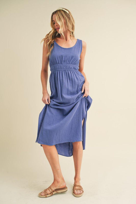 Aemi + Co Side Slit Round Neck Sleeveless Tank Dress - Leo’s Look Your Best