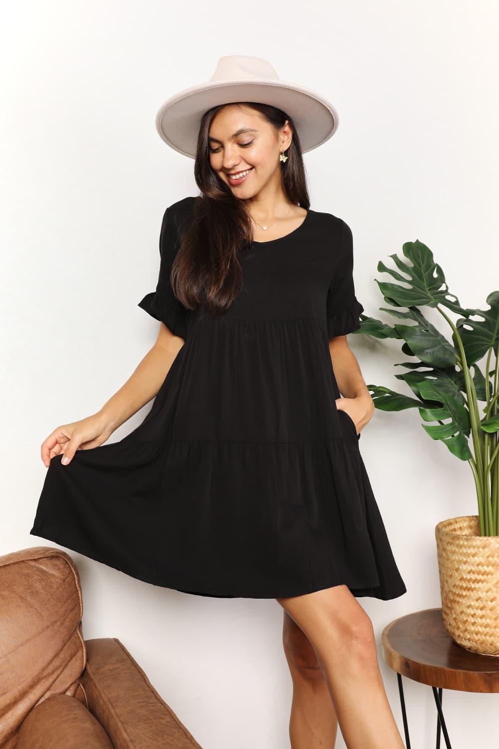Mandy V-Neck Flounce Sleeve Tiered Dress - Leo’s Look Your Best