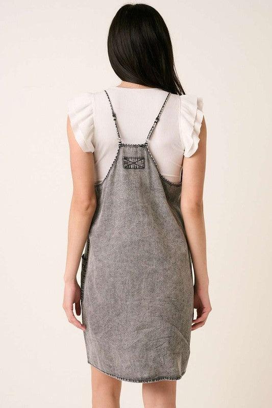 Mittoshop Washed Patch Pocket Mini Cami Denim Dress - Leo’s Look Your Best
