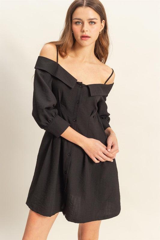 HYFVE Button Down Spaghetti Strap Mini Dress with Pockets - Leo’s Look Your Best