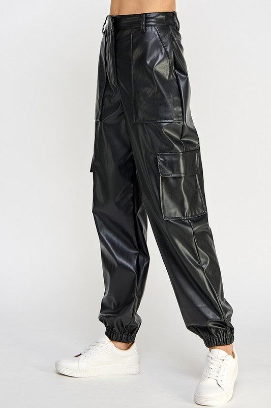Relaxed Vegan Leather Cargo Pants - Leo’s Look Your Best