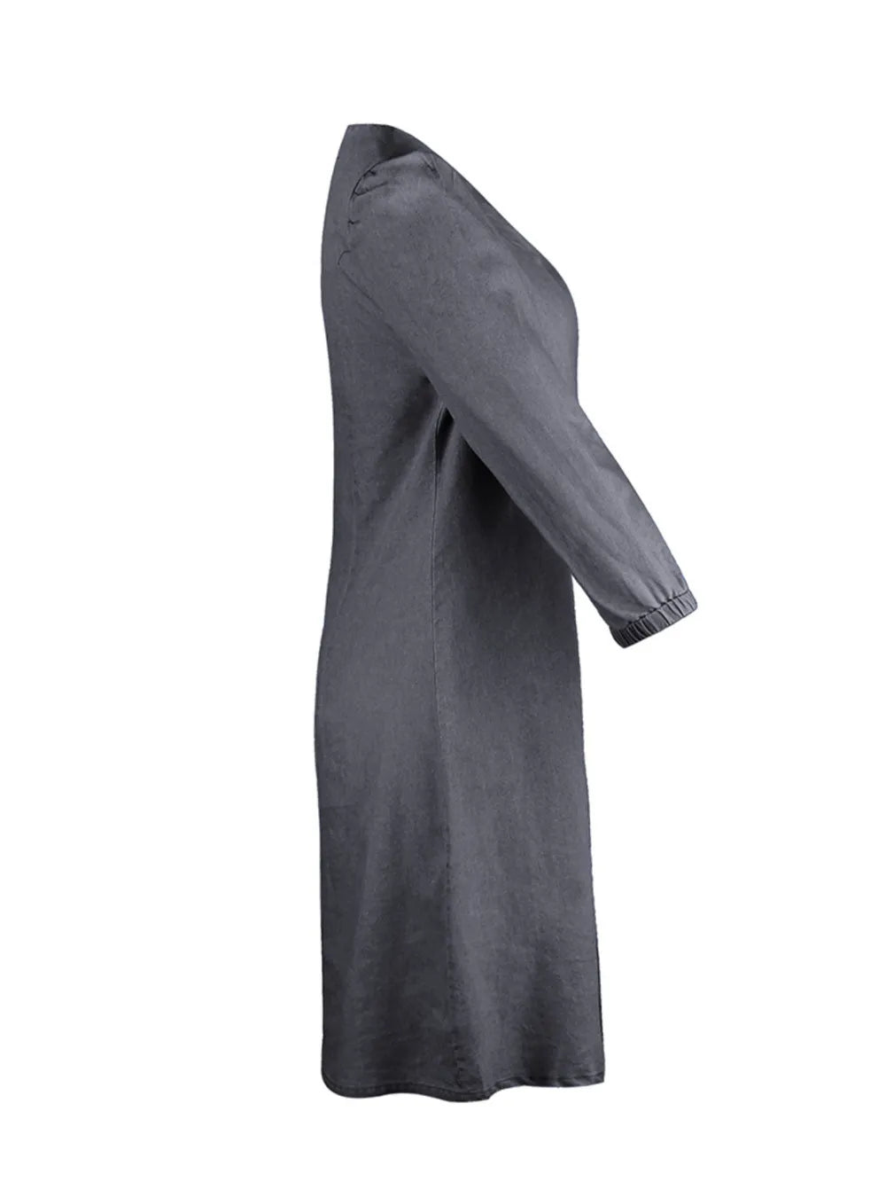 Gray dress with a long sleeve on a white background