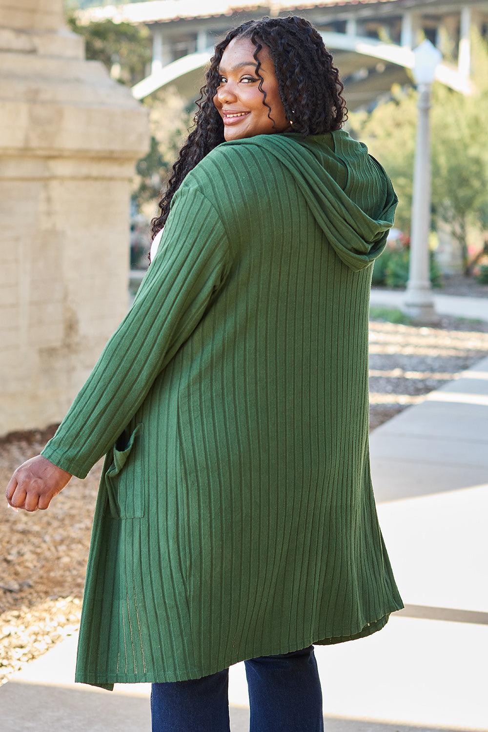 Basic Bae Full Size Hooded Sweater Cardigan - Leo’s Look Your Best