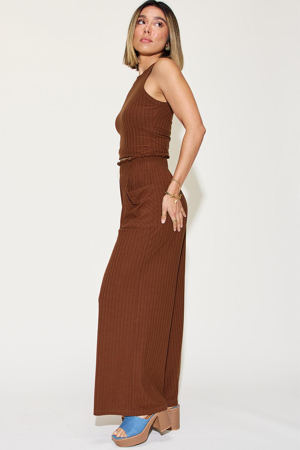 Basic Bae Full Size Ribbed Tank and Wide Leg Pants Set - Leo’s Look Your Best
