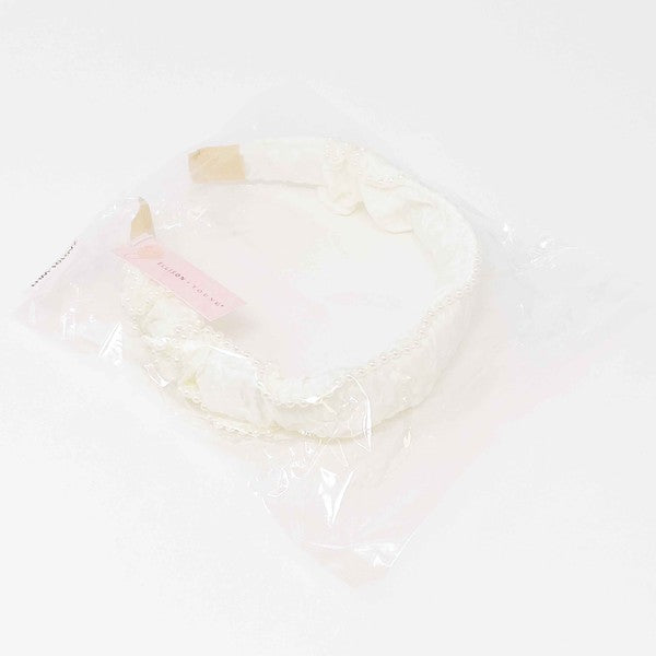 Clear plastic bag with a white product inside on a white background