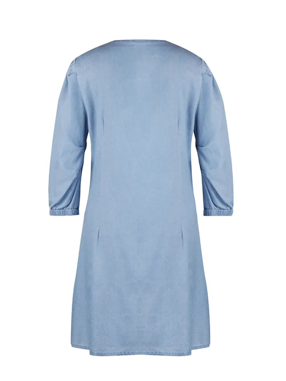 Light blue dress with long sleeves on a white background