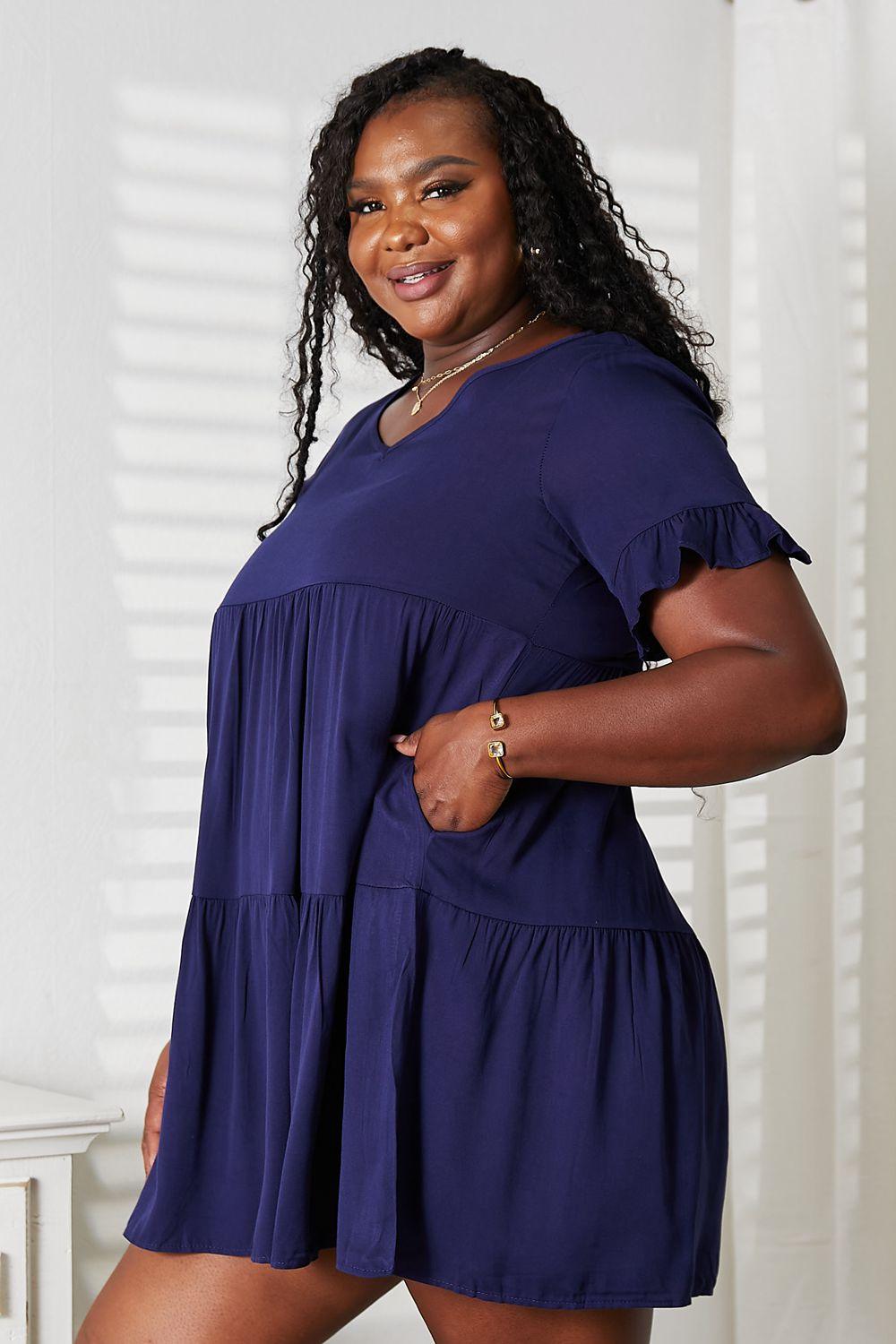 Mandy V-Neck Flounce Sleeve Tiered Dress - Leo’s Look Your Best