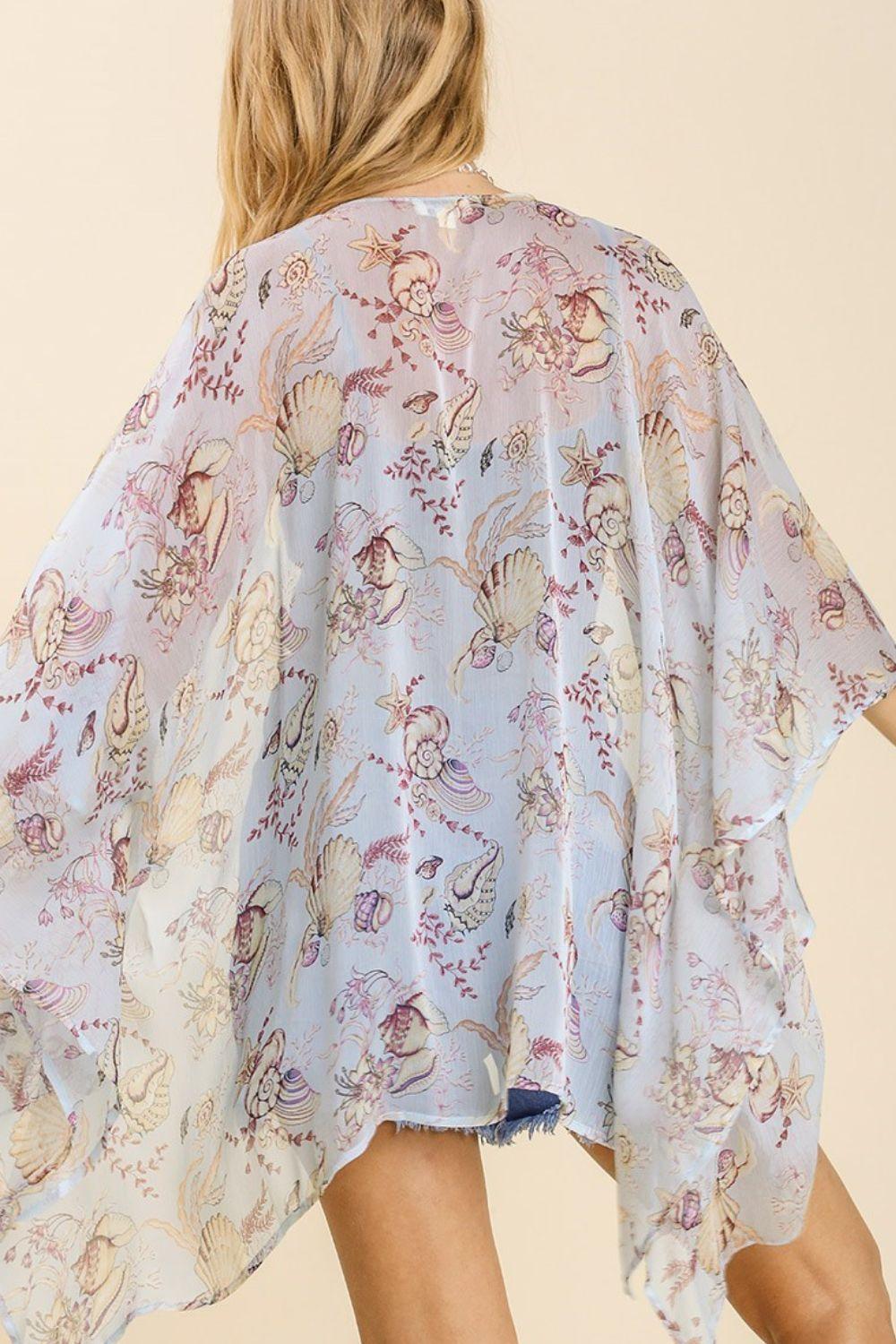 Umgee Full Size Sheer Mixed Print Kimono with Side Slit Plus Size - Leo’s Look Your Best