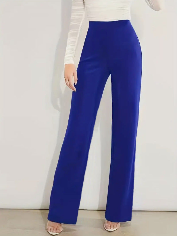 High Waist Casual Solid Color Straight-leg Trousers Four Seasons Stretch