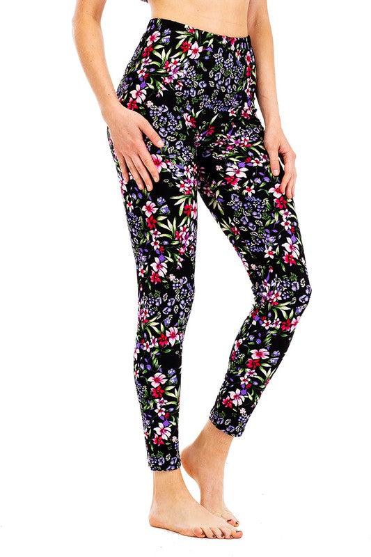 Peach Skin Mix Floral Print Leggings - Leo’s Look Your Best