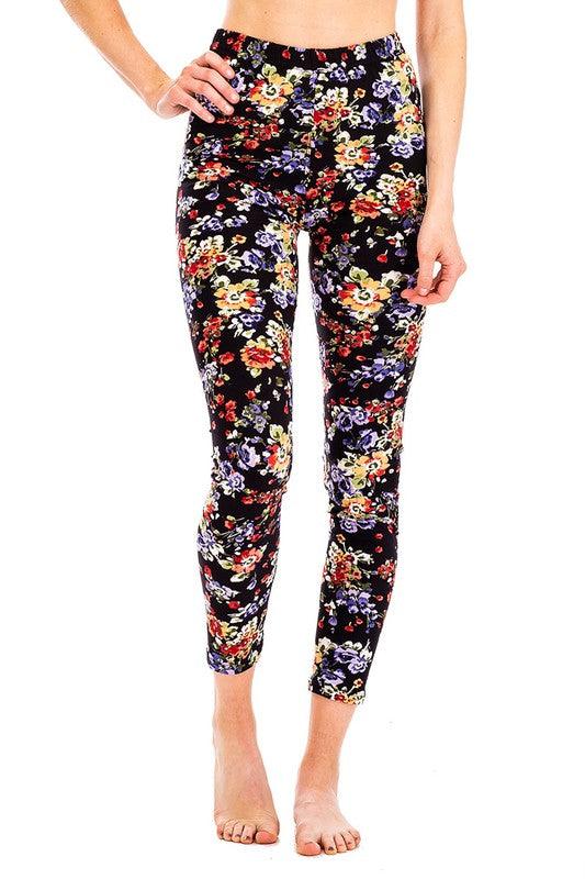 Peach Skin Mix Floral Print Crop Leggings - Leo’s Look Your Best