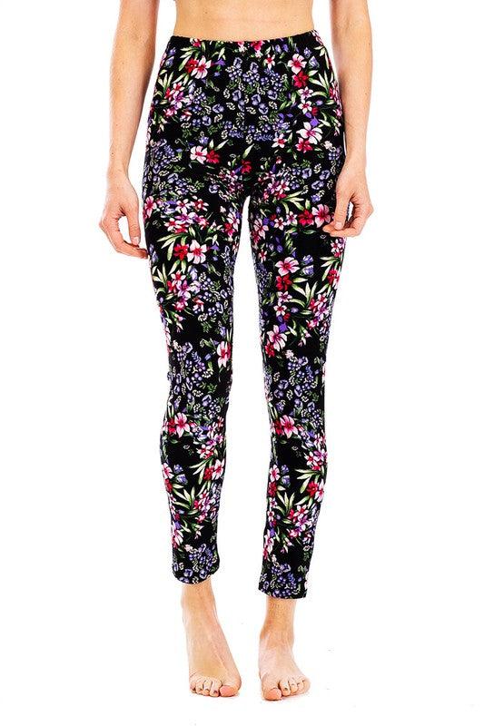 Peach Skin Mix Floral Print Leggings - Leo’s Look Your Best