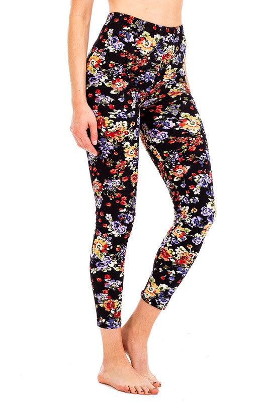 Peach Skin Mix Floral Print Crop Leggings - Leo’s Look Your Best