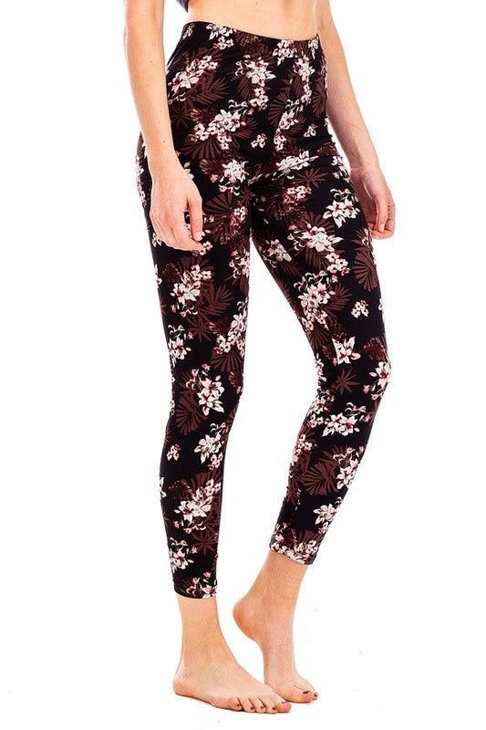 Peach Skin Floral Print Crop Leggings - Leo’s Look Your Best