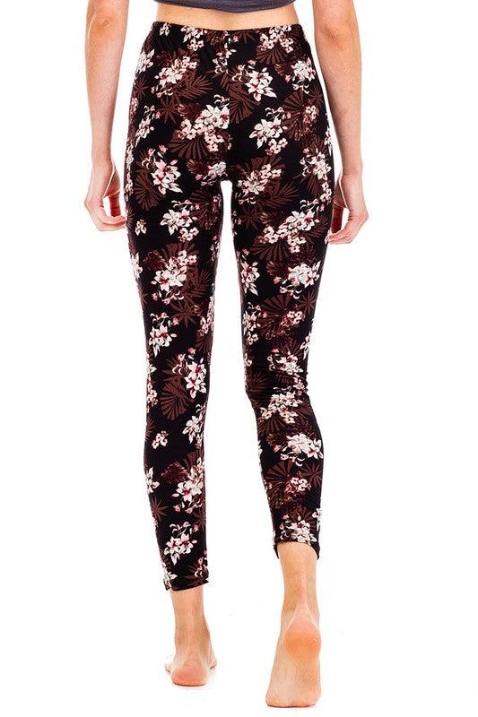 Peach Skin Floral Print Crop Leggings - Leo’s Look Your Best