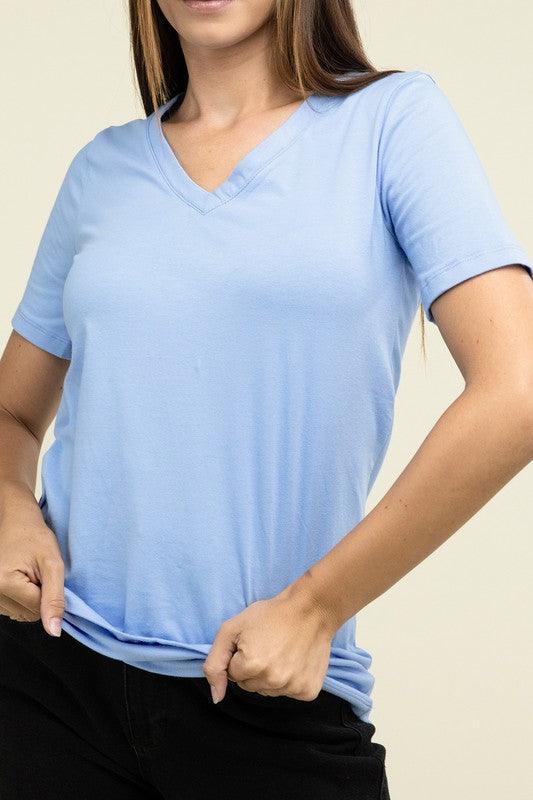 Cotton V-Neck Short Sleeve T-Shirts - Leo’s Look Your Best