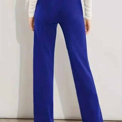 High Waist Casual Solid Color Straight-leg Trousers Four Seasons Stretch