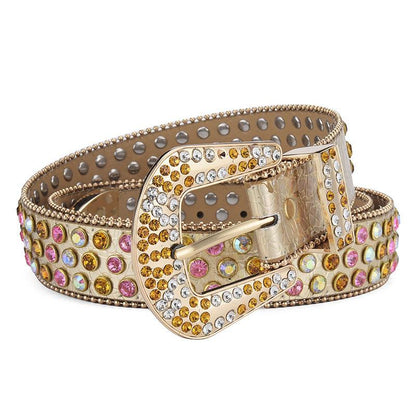 Men Women Alloy Belt Punk Rock Rivet Rhinestone - Leo’s Look Your Best 