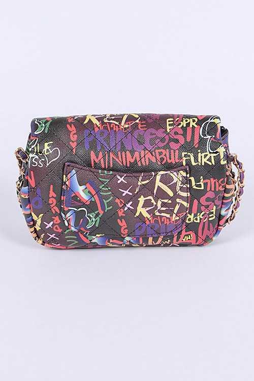 Graffiti Quilted Shoulder Bag - Leo’s Look Your Best