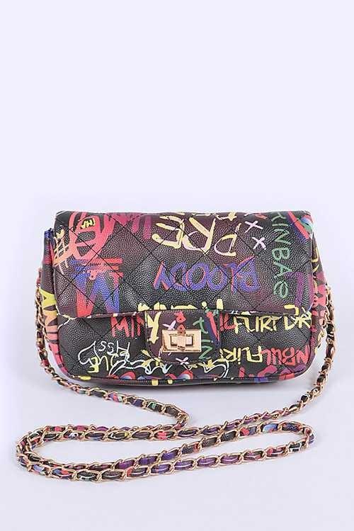 Graffiti Quilted Shoulder Bag - Leo’s Look Your Best