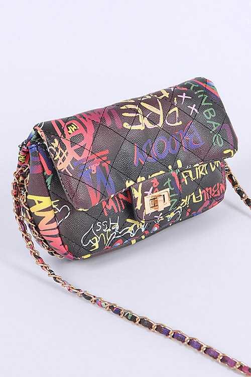 Graffiti Quilted Shoulder Bag - Leo’s Look Your Best