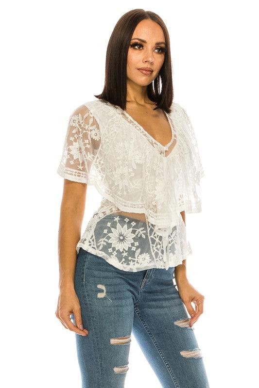 Trendy White Lace Top - Leo’s Look Your Best