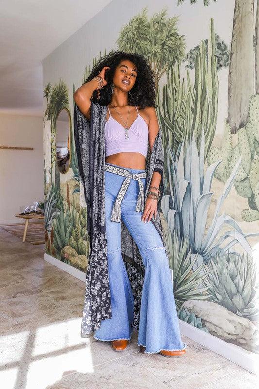 Paisley Tapestry Free Flow Kimono - Leo’s Look Your Best