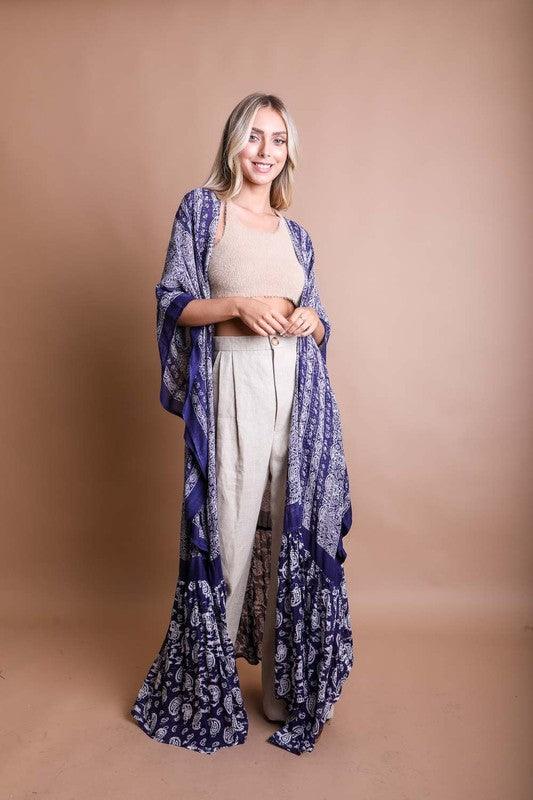Paisley Tapestry Free Flow Kimono - Leo’s Look Your Best