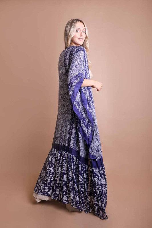 Paisley Tapestry Free Flow Kimono - Leo’s Look Your Best